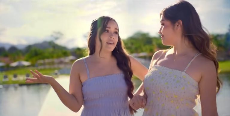 Kiara Lozano y Milagros Díaz de Corazón Serrano durante grabación del video Mi Tonto Amor